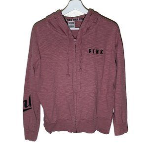 Victoria's Secret Womens Jacket S Pink Hoodie Long Sleeve Full Zip Athleisure